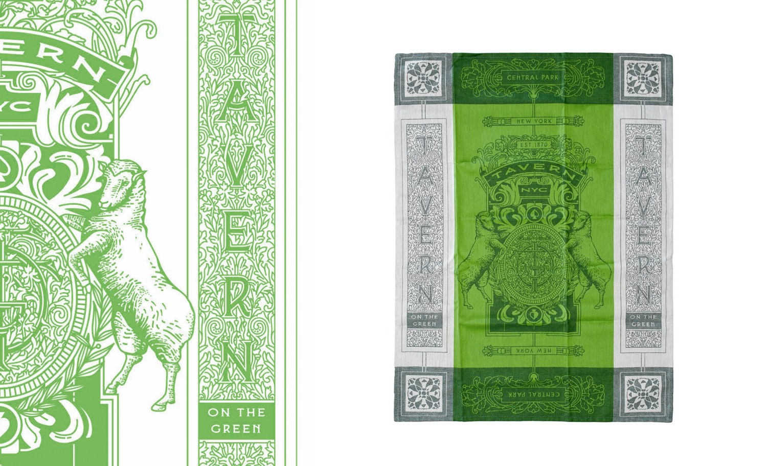 TOTG Fullimg 1500 dishtowel Tavern on the Green restaurant branding logo on Dishtowel